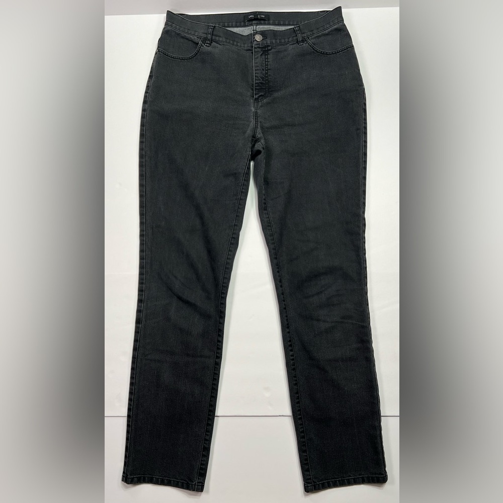 Lafayette 148 Straight Leg Jeans - faded black, 10